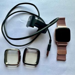 Fitbit Versa 2 Smartwatch in Petal/Copper Color with Mesh Stainless Steel Band